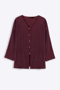 WINE PURE COTTON GAUZE BLOUSE