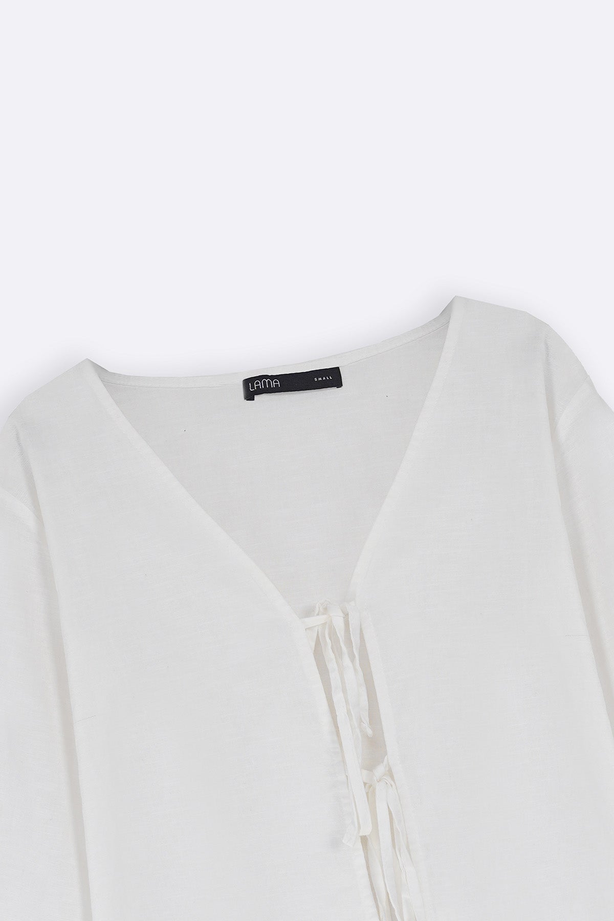WHITE LINEN BOW BLOUSE