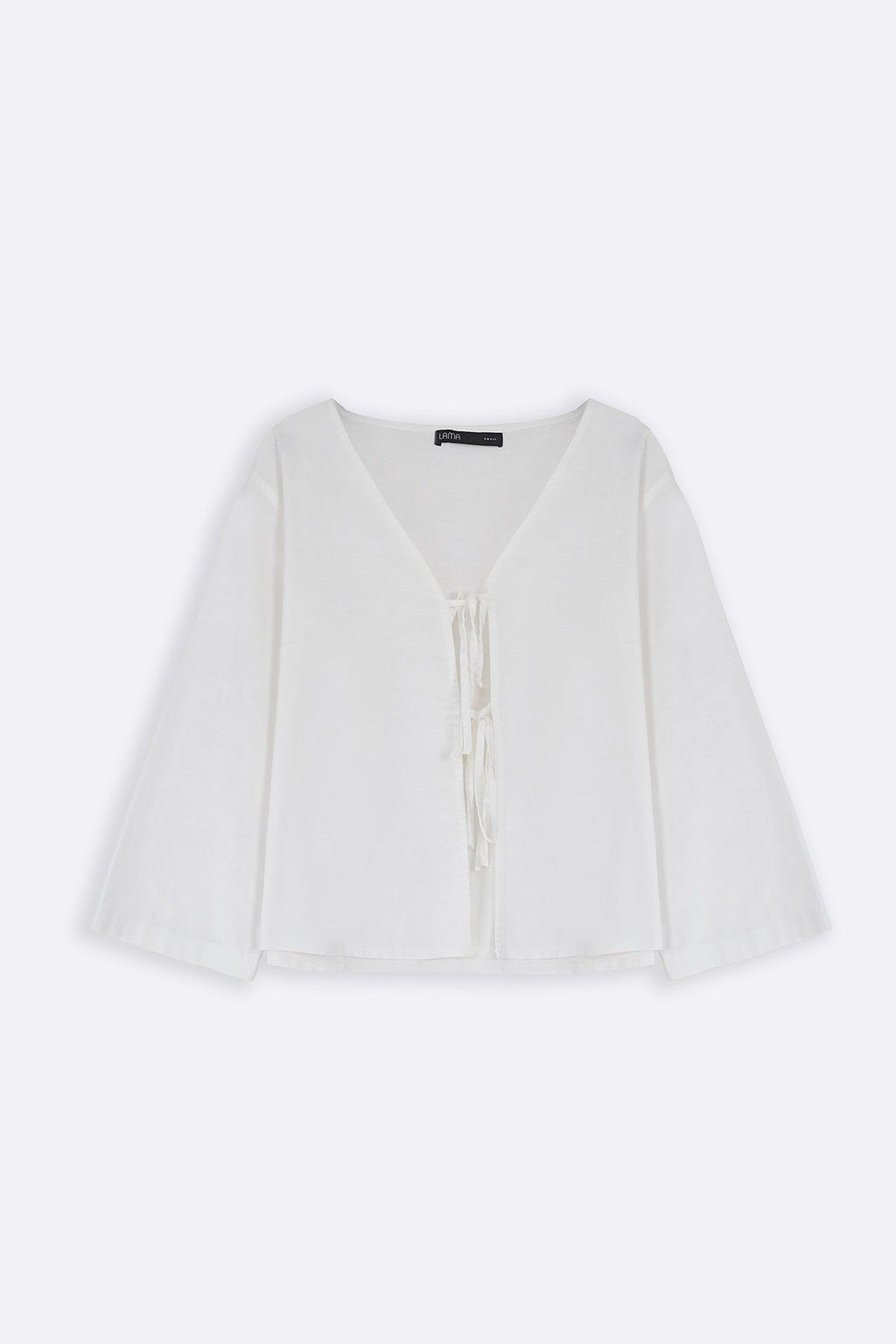 WHITE LINEN BOW BLOUSE