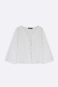 WHITE LINEN BOW BLOUSE