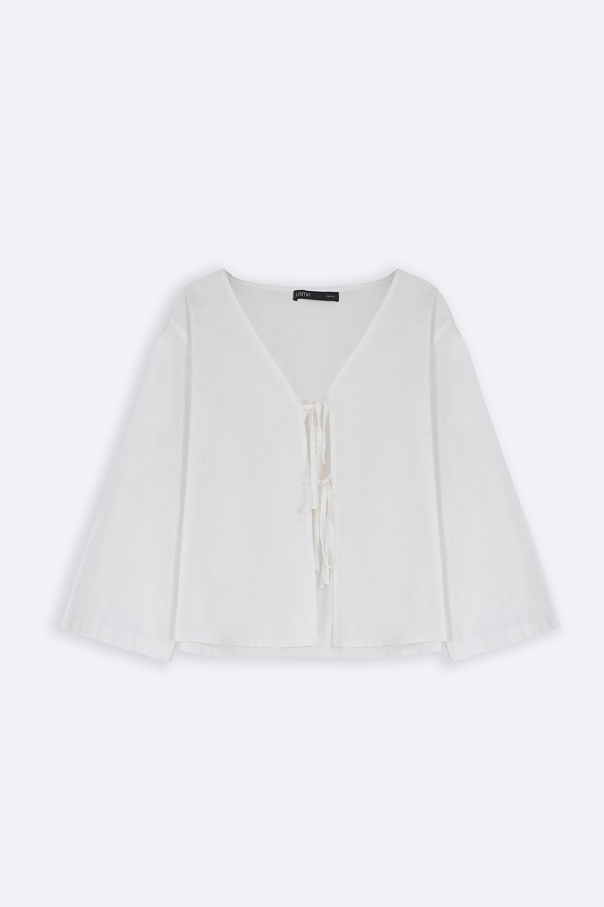 WHITE LINEN BOW BLOUSE