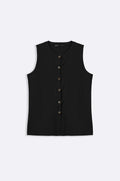 BLACK LINEN SAINT TROPEZ BLOUSE