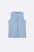 BLUE LINEN SAINT TROPEZ BLOUSE