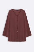 WINE FLOWY TEXTURED BLOUSE
