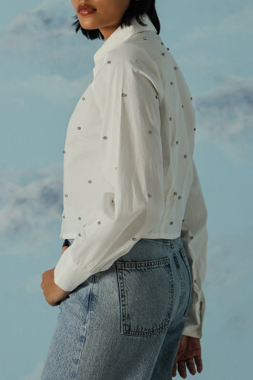 WHITE BOXY DATE NIGHT SHIRT