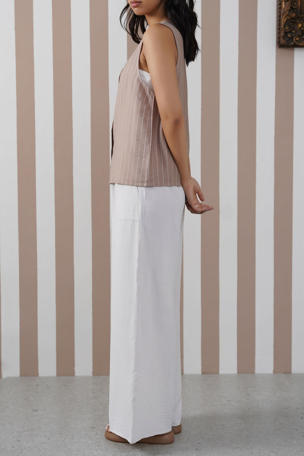 TAUPE STRIPED BLOUSE