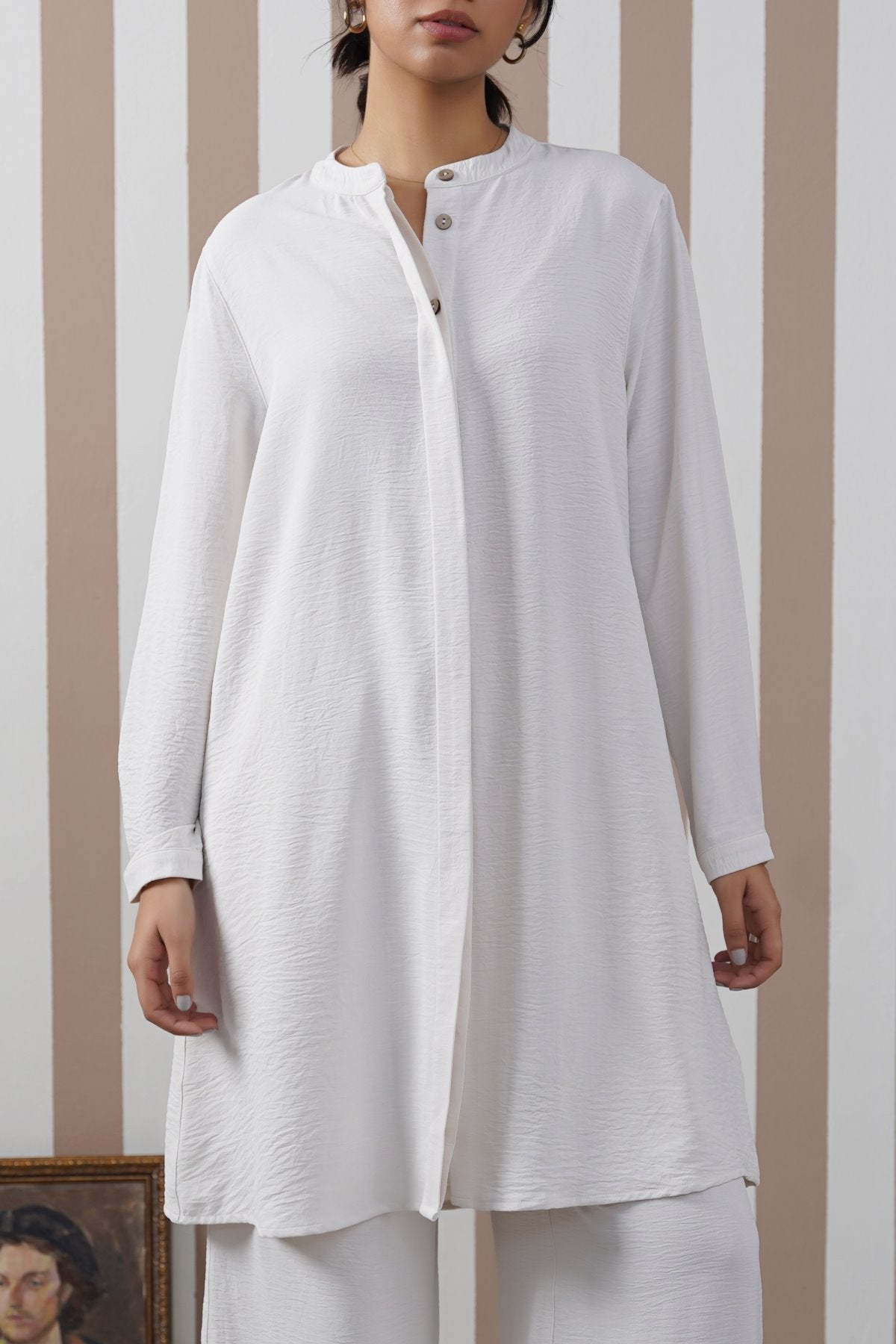 CREAM SLINKY LONG TUNIC