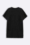 BLACK TEXTURED T-SHIRT TUNIC