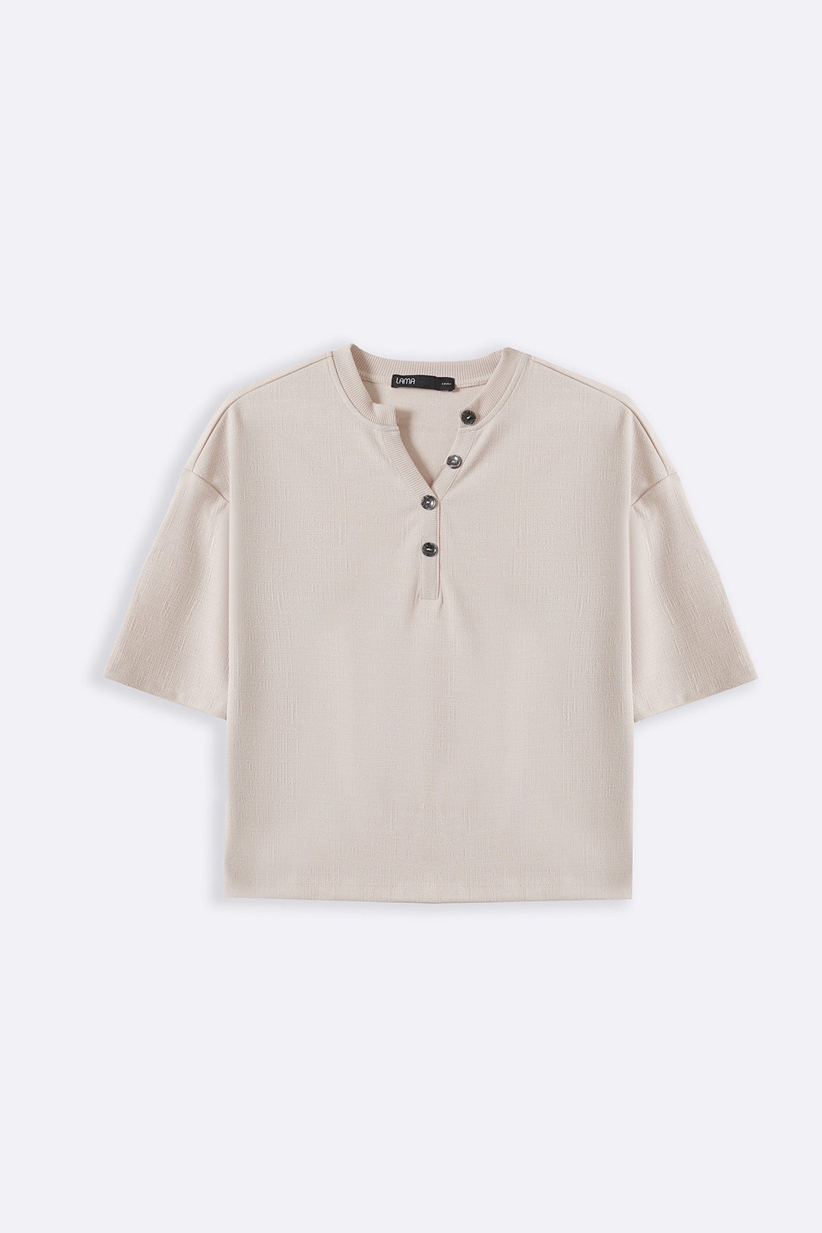 IVORY STRETCHY HENLEY TOP