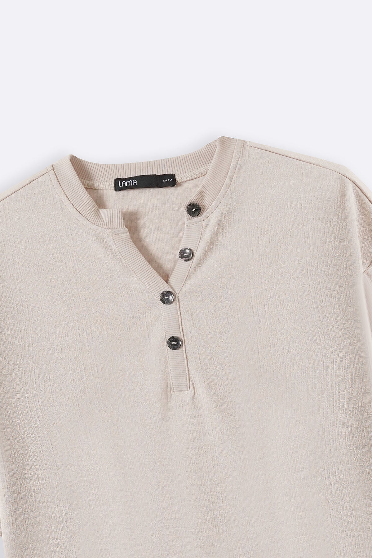 IVORY STRETCHY HENLEY TOP