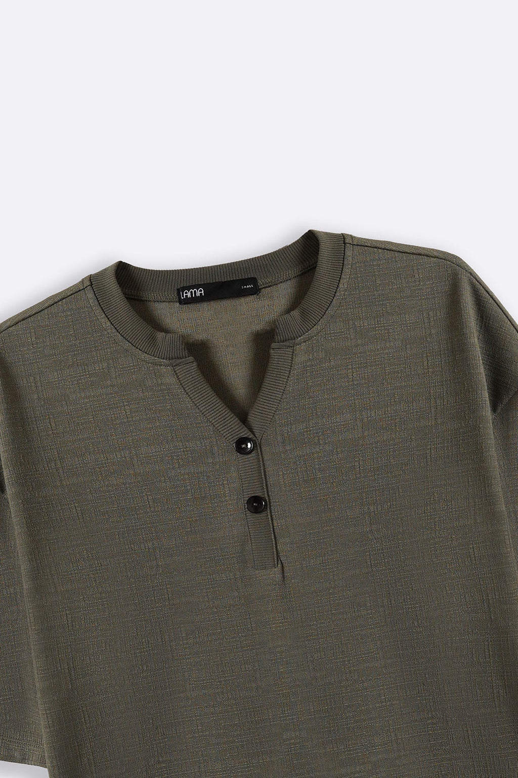 SAGE GREEN STRETCHY HENLEY TOP