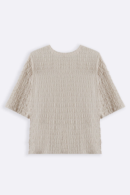 BEIGE BUBBLE CRINKLE TEE