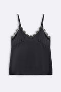 MIDNIGHT BLUE SILK LACE CAMISOLE TOP