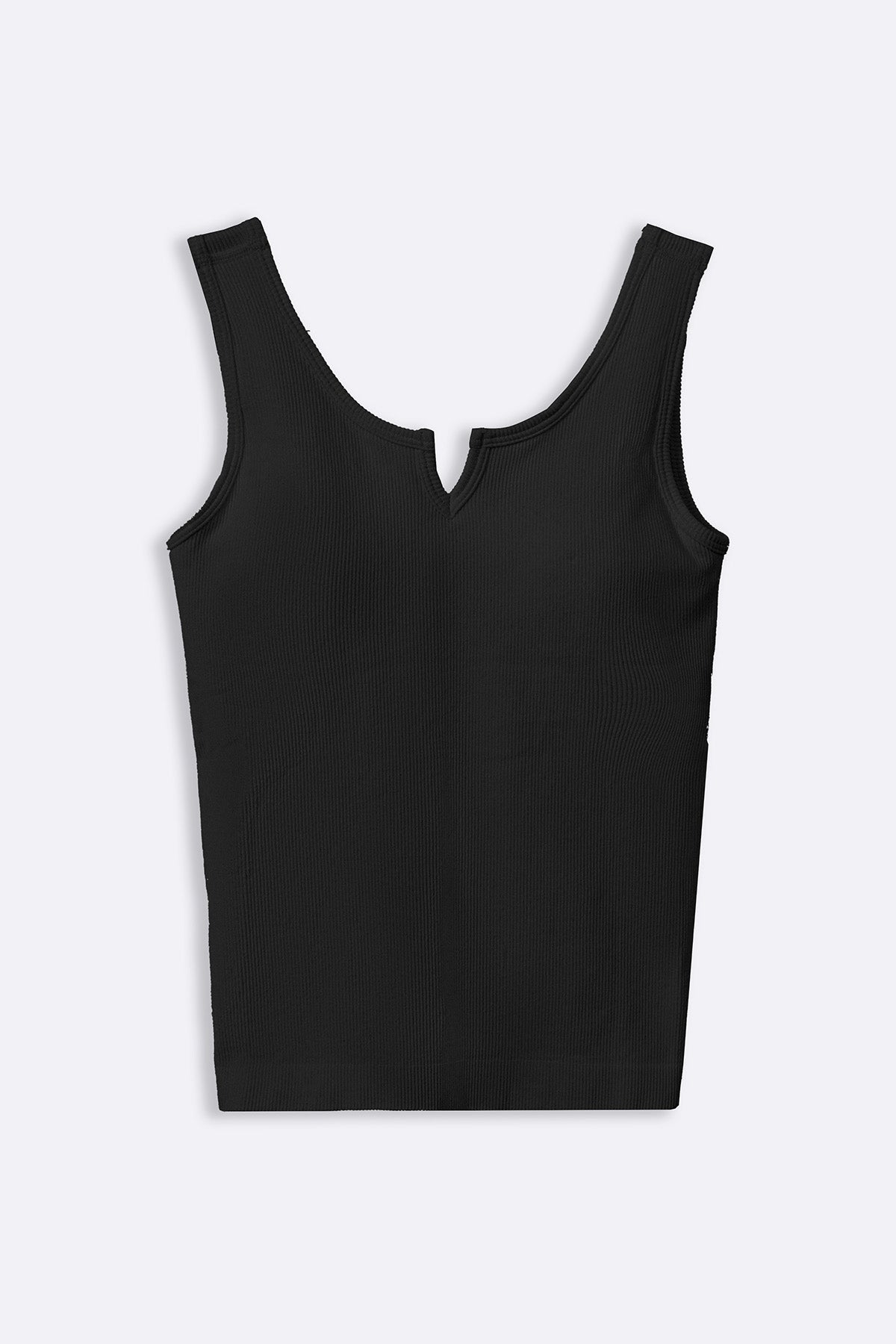 BLACK RIBBED BRA TANK