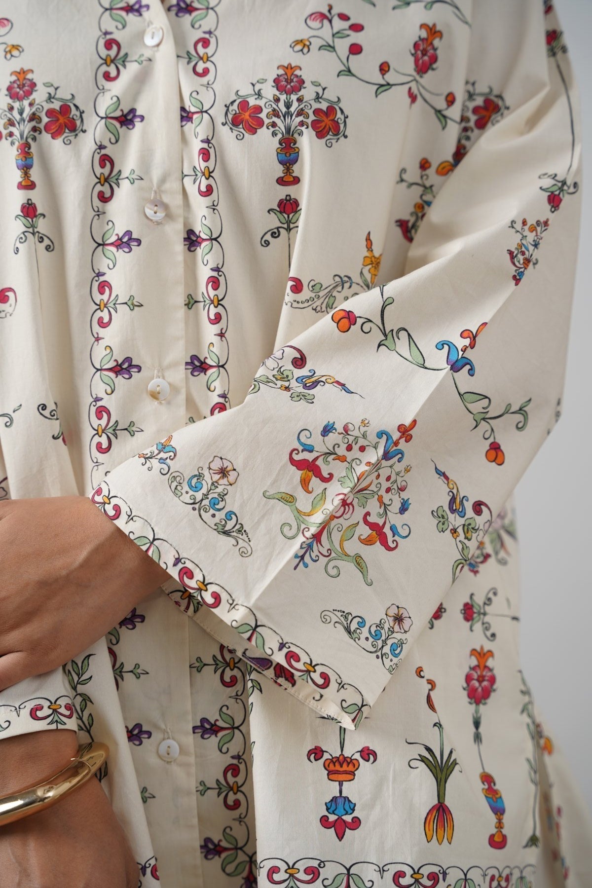 BEIGE ANDALUSIA COTTON SHIRT