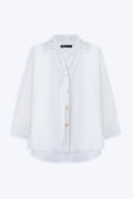 WHITE CREME CUTWORK COLLAR SHIRT