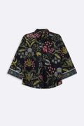 BLACK BOTANICAL EMBROIDERED SHIRT