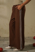 BROWN SPORTS CHIC WIDE PANTS