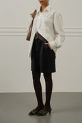 BLACK BELTED PLEAT SHORTS