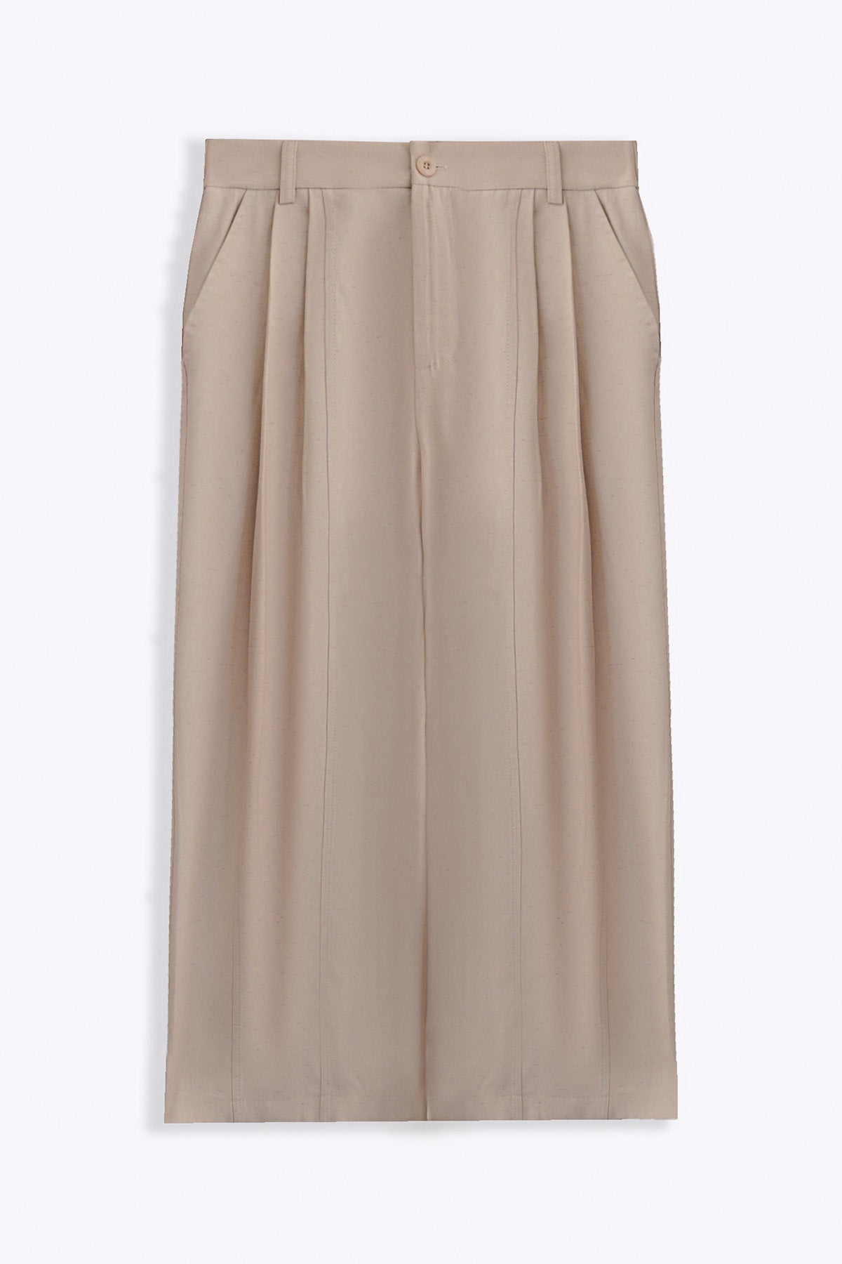 OAT WHITE COTTON-TENCEL CROPPED PANTS