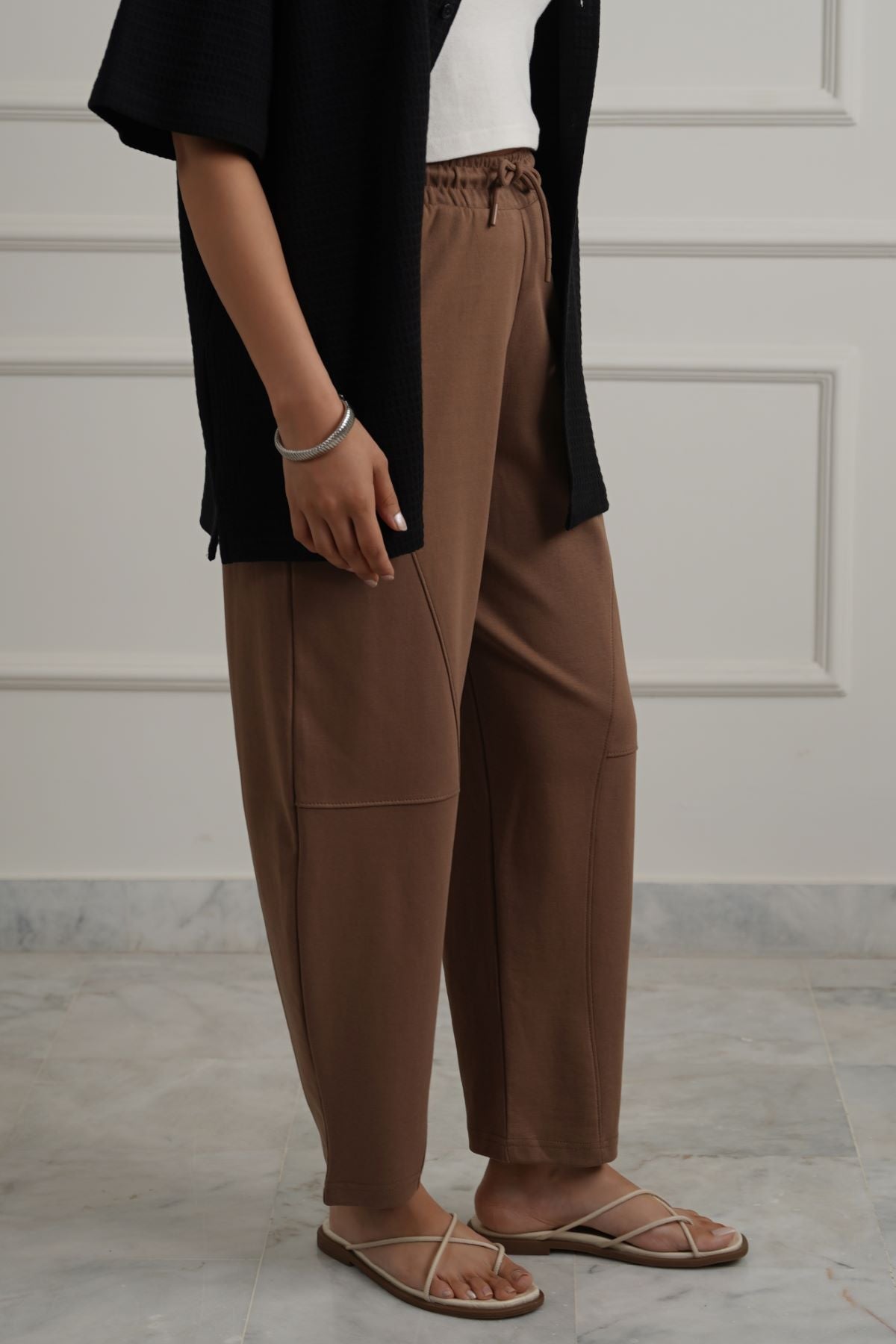 TAUPE STUDIO BARREL PANTS