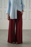 WINE FLOWY WIDE PANTS