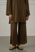 BROWN LINEN BLEND EASE CULOTTES