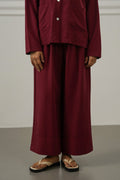 BURGUNDY TENCEL-LINEN EASE PANTS