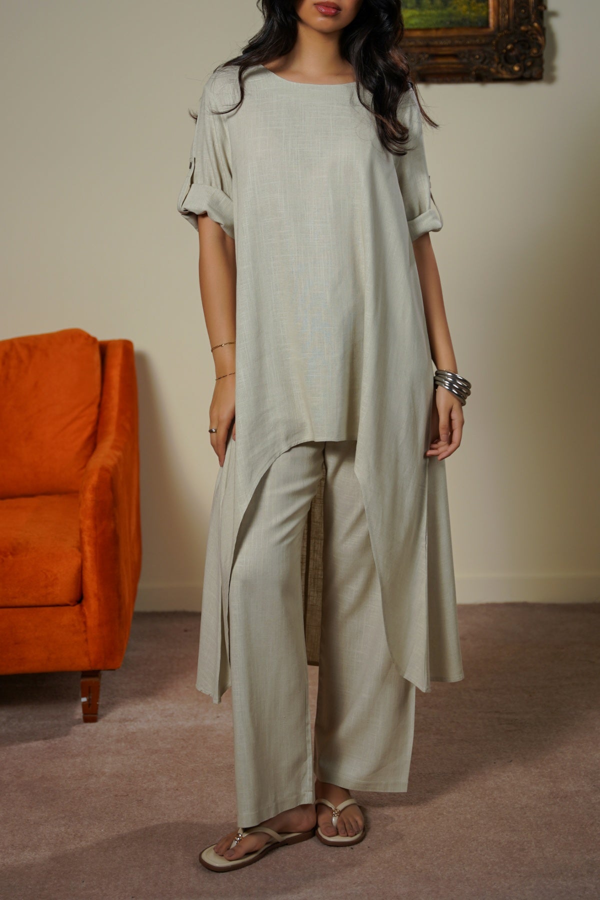 OAT WHITE EVERYDAY LINEN BLEND PANTS