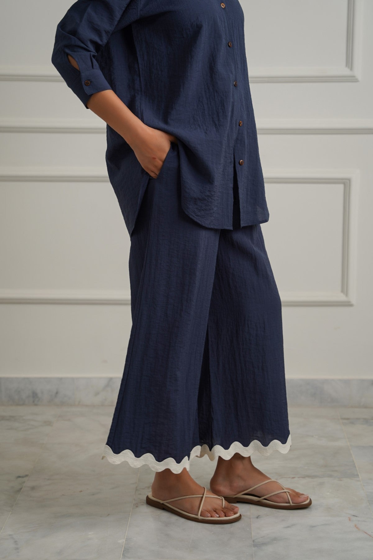 NAVY RIC RAC BREEZE CULOTTE