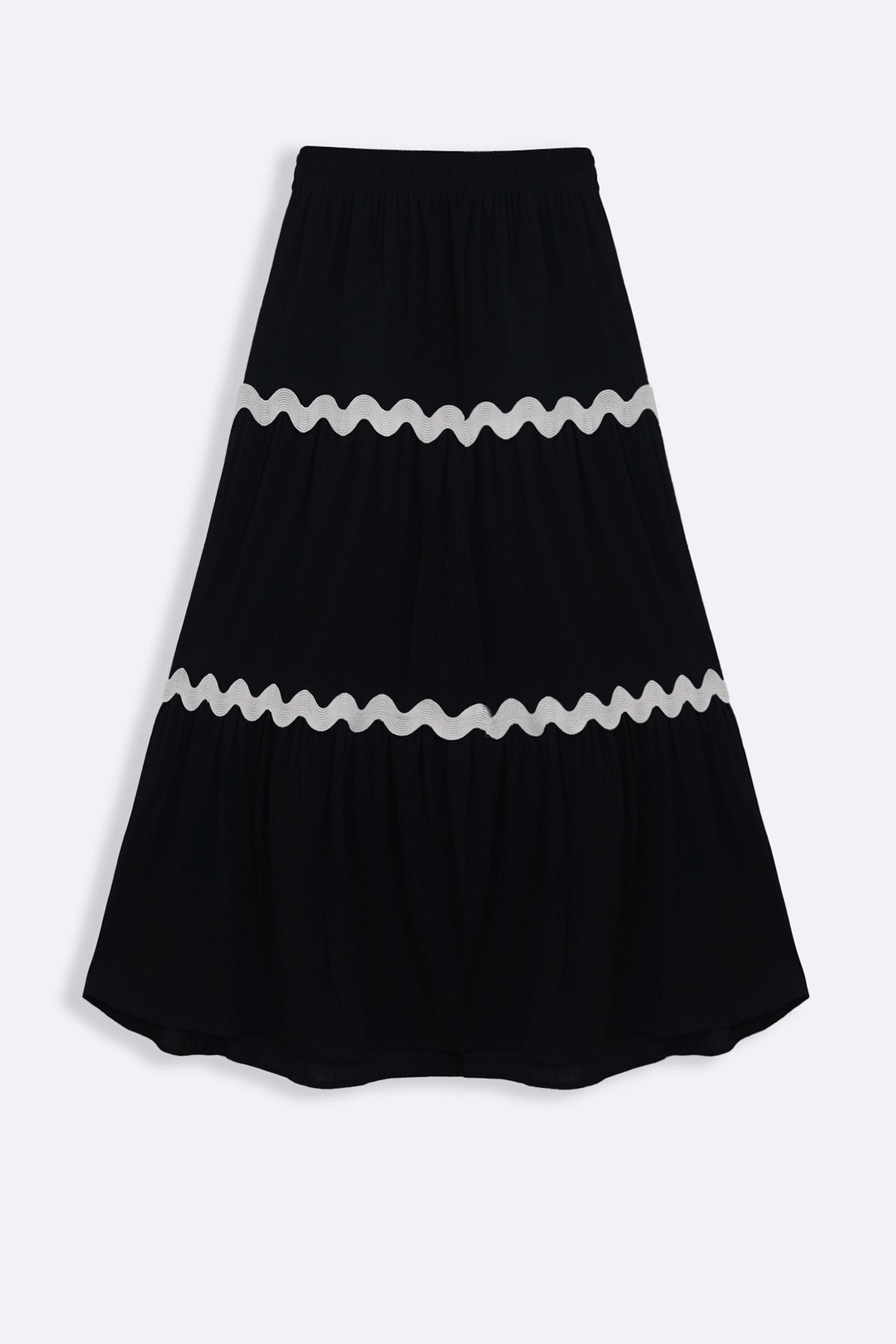 BLACK RIC RAC MAXI SKIRT