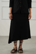 BLACK ASYMMETRIC CRINKLE SKIRT