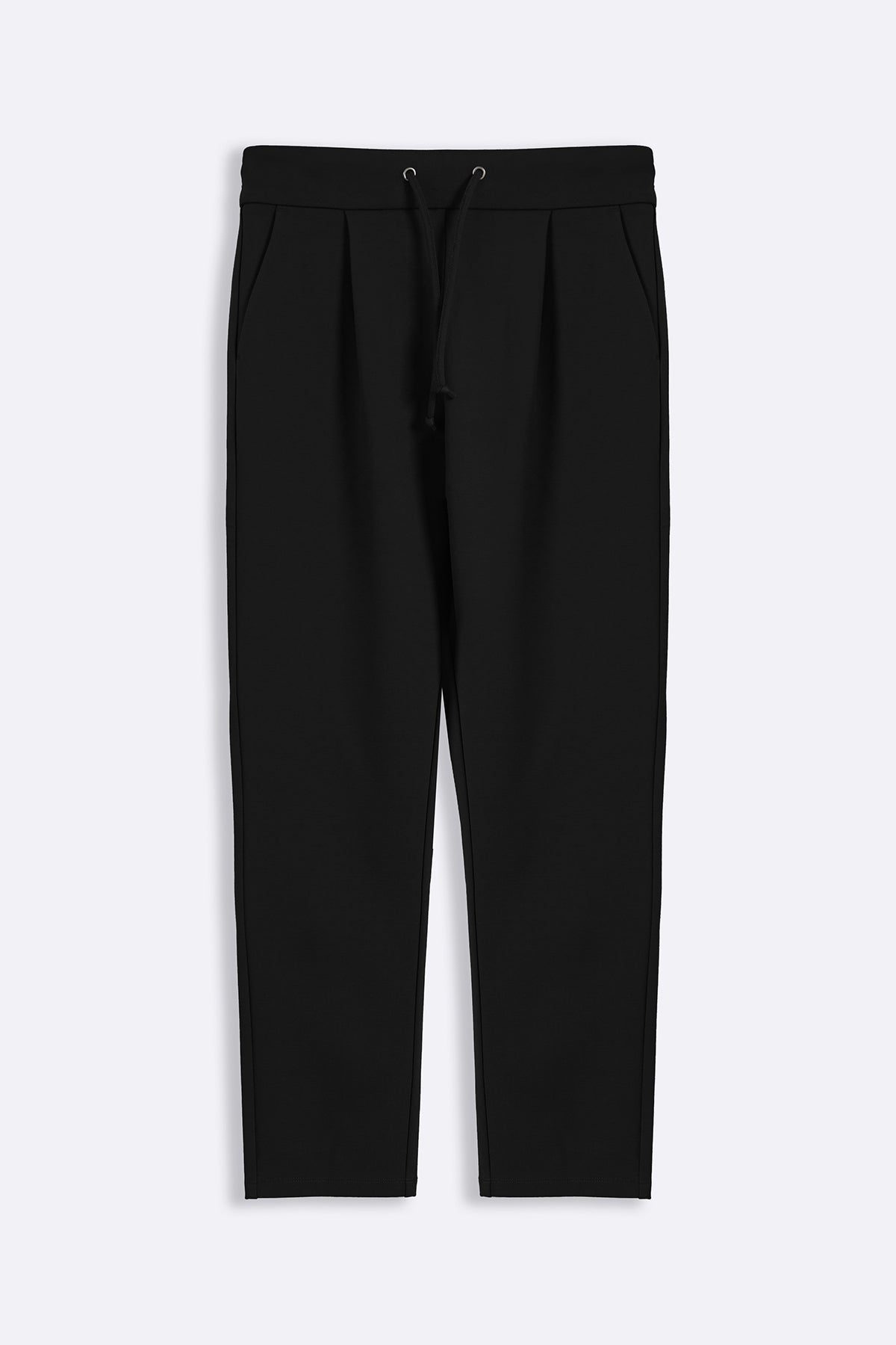 BLACK TAPERED PANTS WITH DRAWCORD