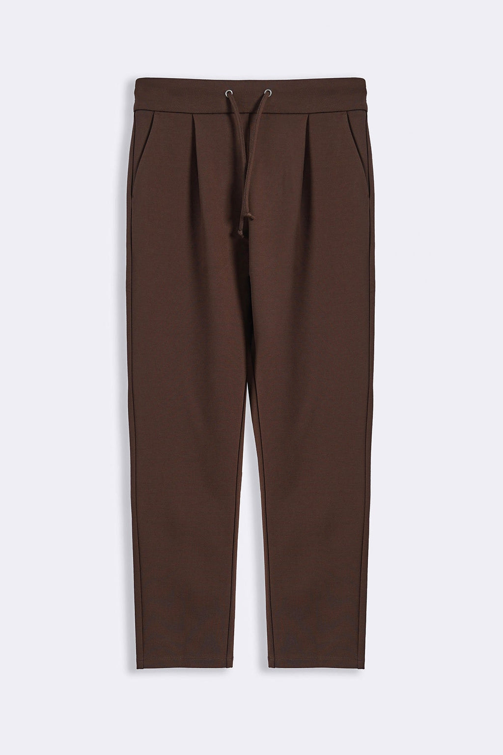 BROWN TAPERED PANTS WITH DRAWCORD