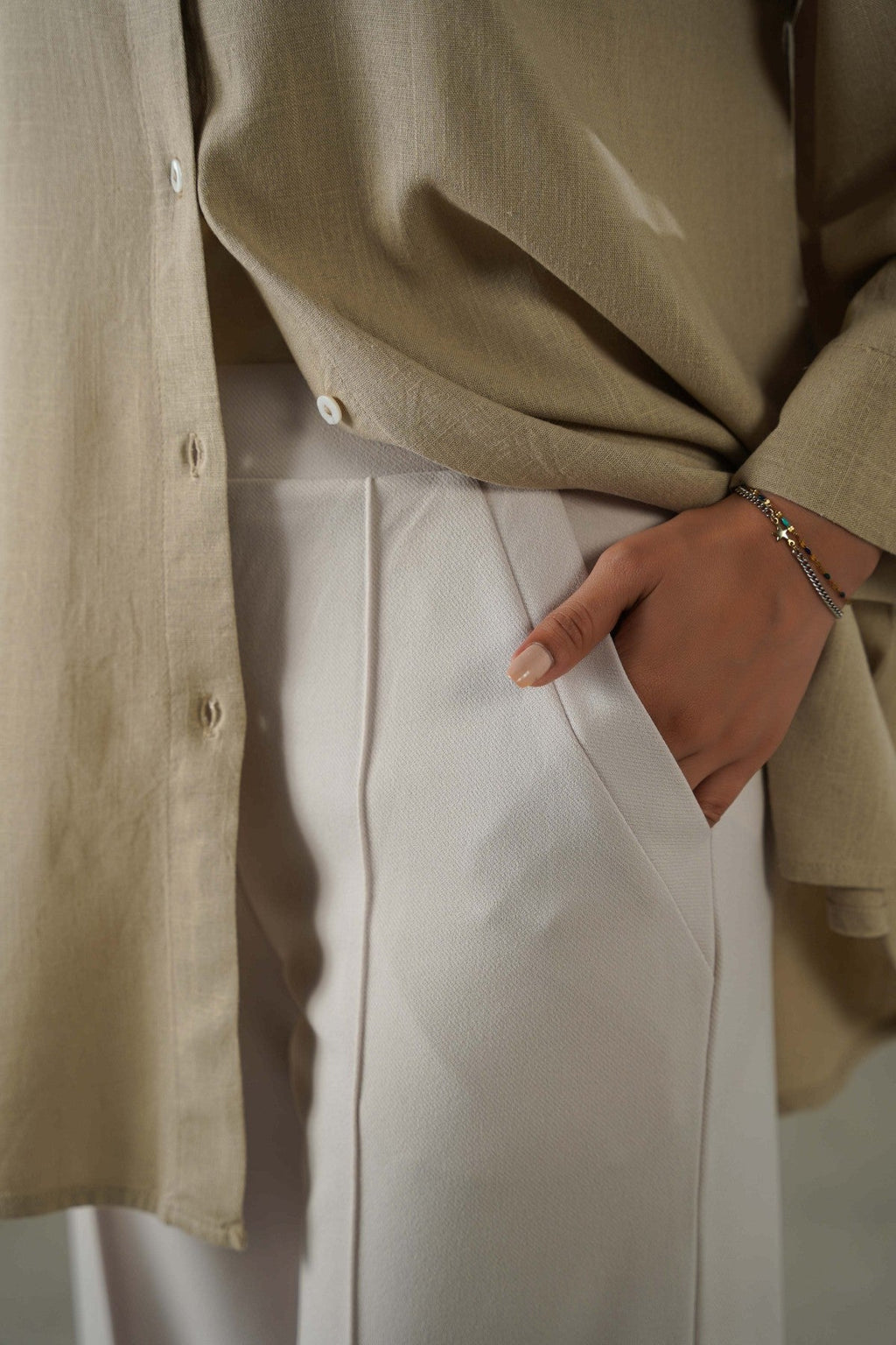 IVORY TAILORED WIDE PANTS