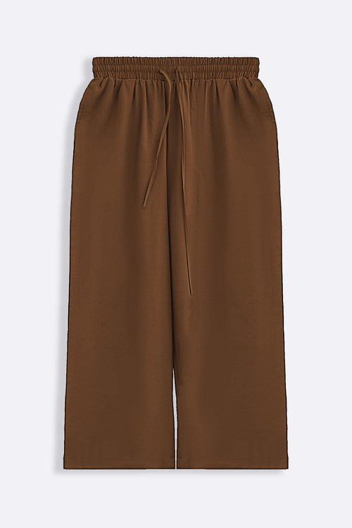 BROWN CASUAL COTTON MIX CULOTTES