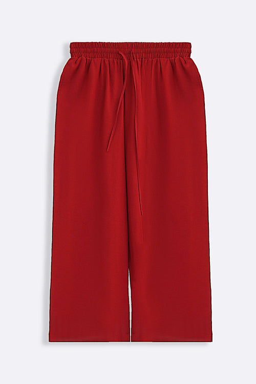 RED CASUAL COTTON MIX CULOTTES