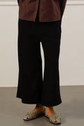 BLACK CROPPED WIDE-LEG PANTS