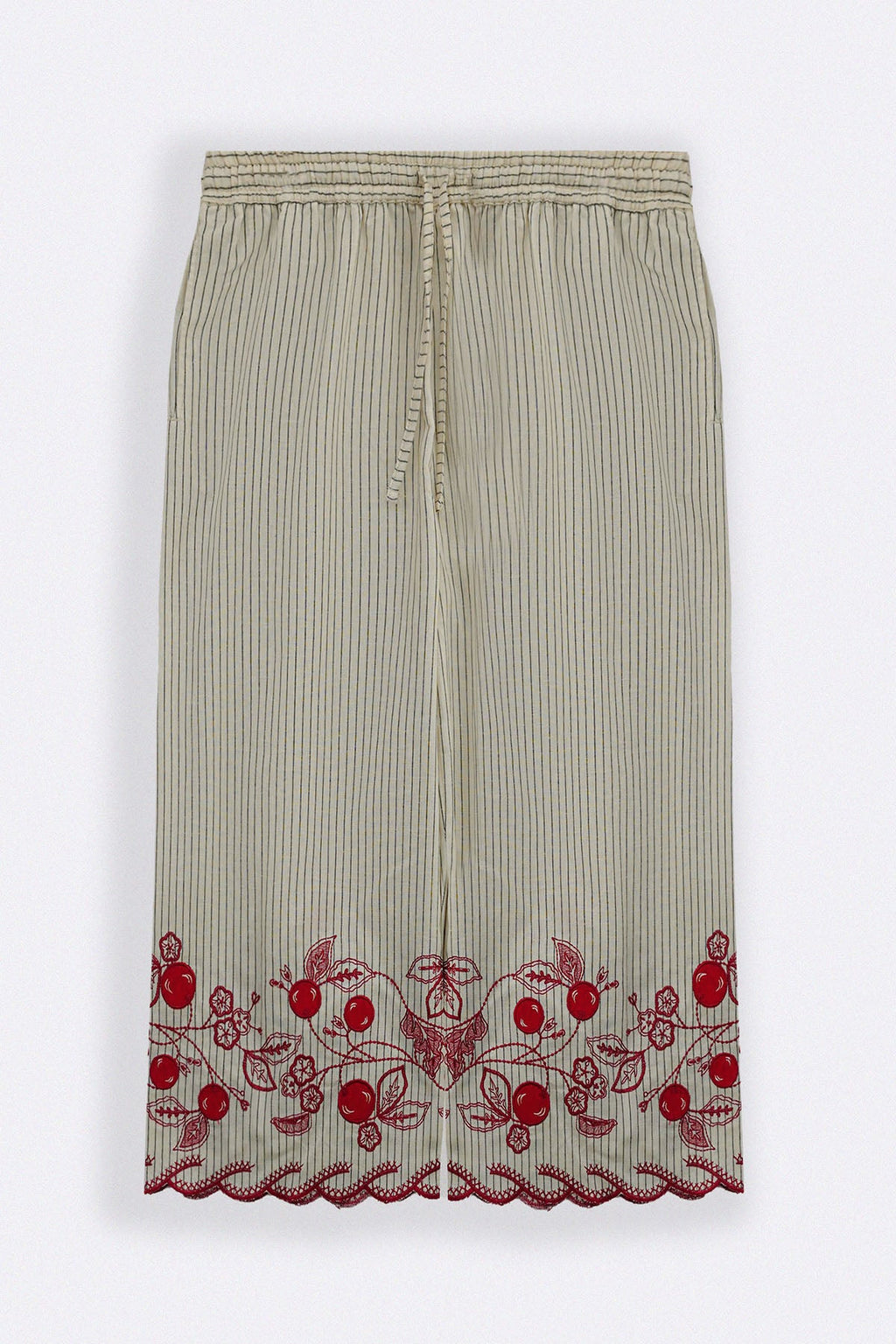 ECRU CHERRY STORY PINSTRIPE CULOTTES