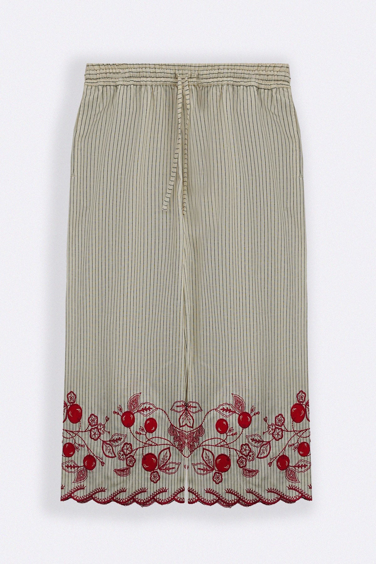 ECRU CHERRY STORY PINSTRIPE CULOTTES