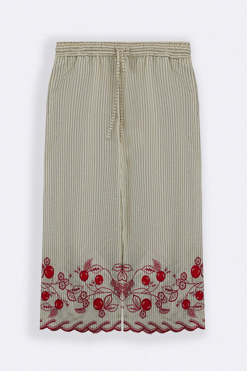 ECRU CHERRY STORY PINSTRIPE CULOTTES