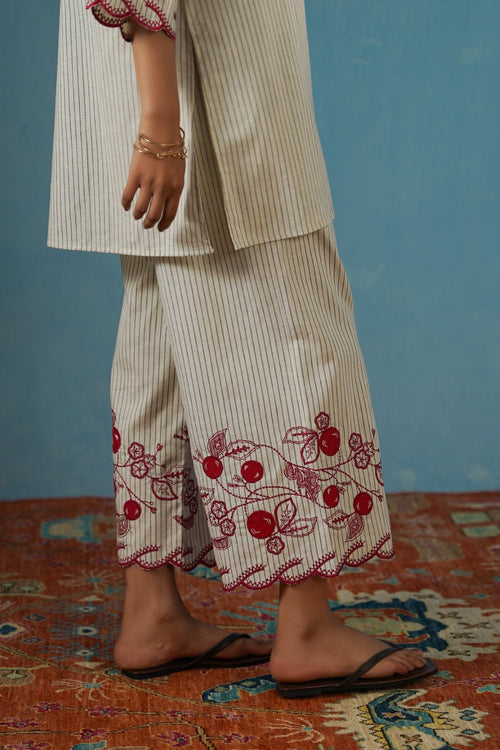 ECRU CHERRY STORY PINSTRIPE CULOTTES