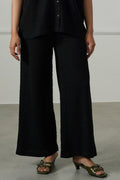 BLACK STRAIGHT TEXTURED PANTS