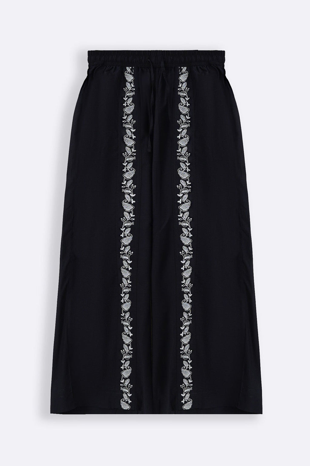 BLACK BRODERIE STRAIGHT PANTS