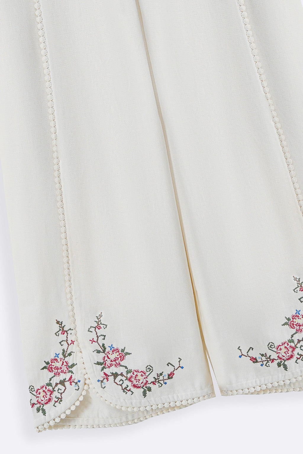 ECRU COTTON LACE ROSE PANTS