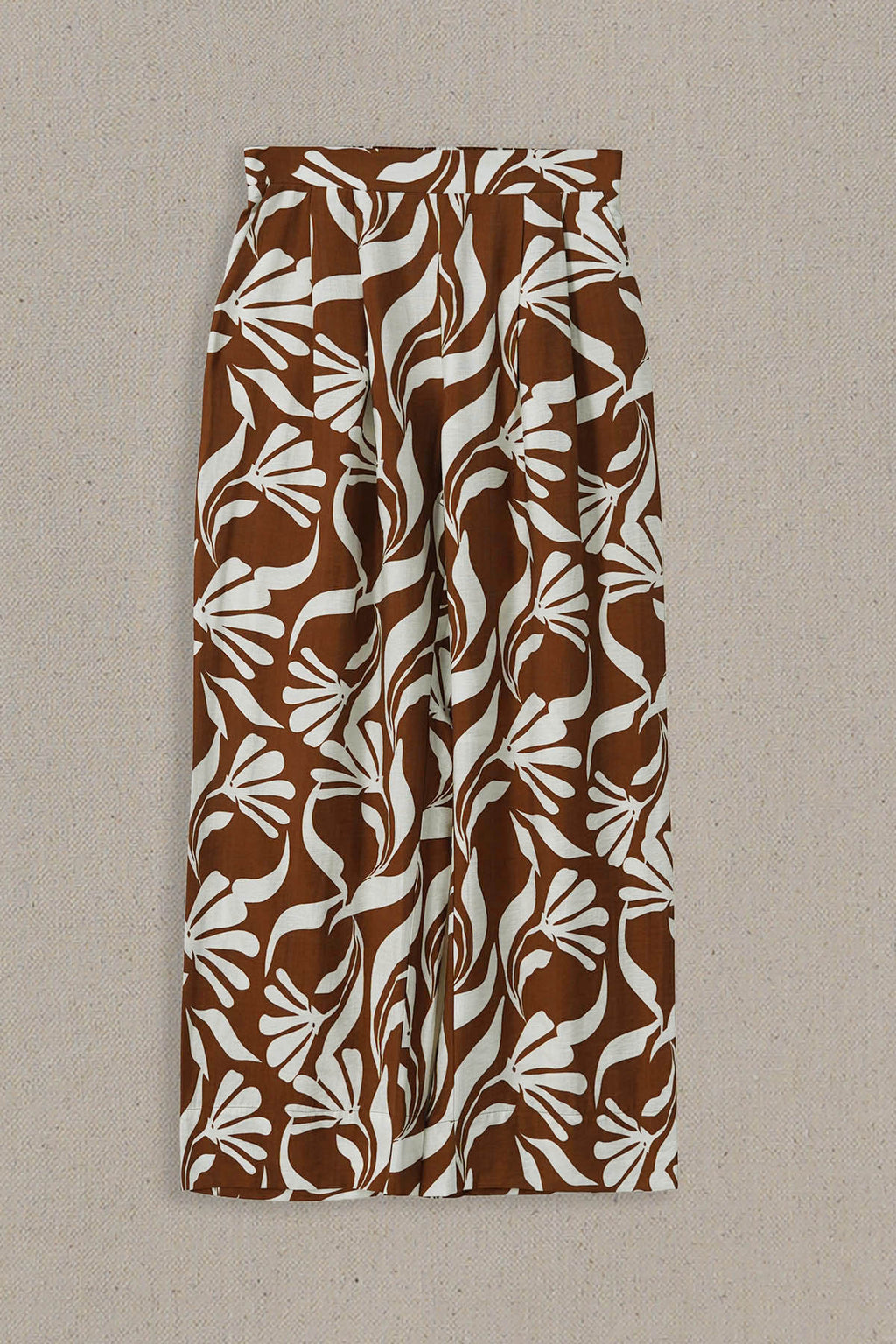 BROWN WHITE TROPIC FLOW PANTS