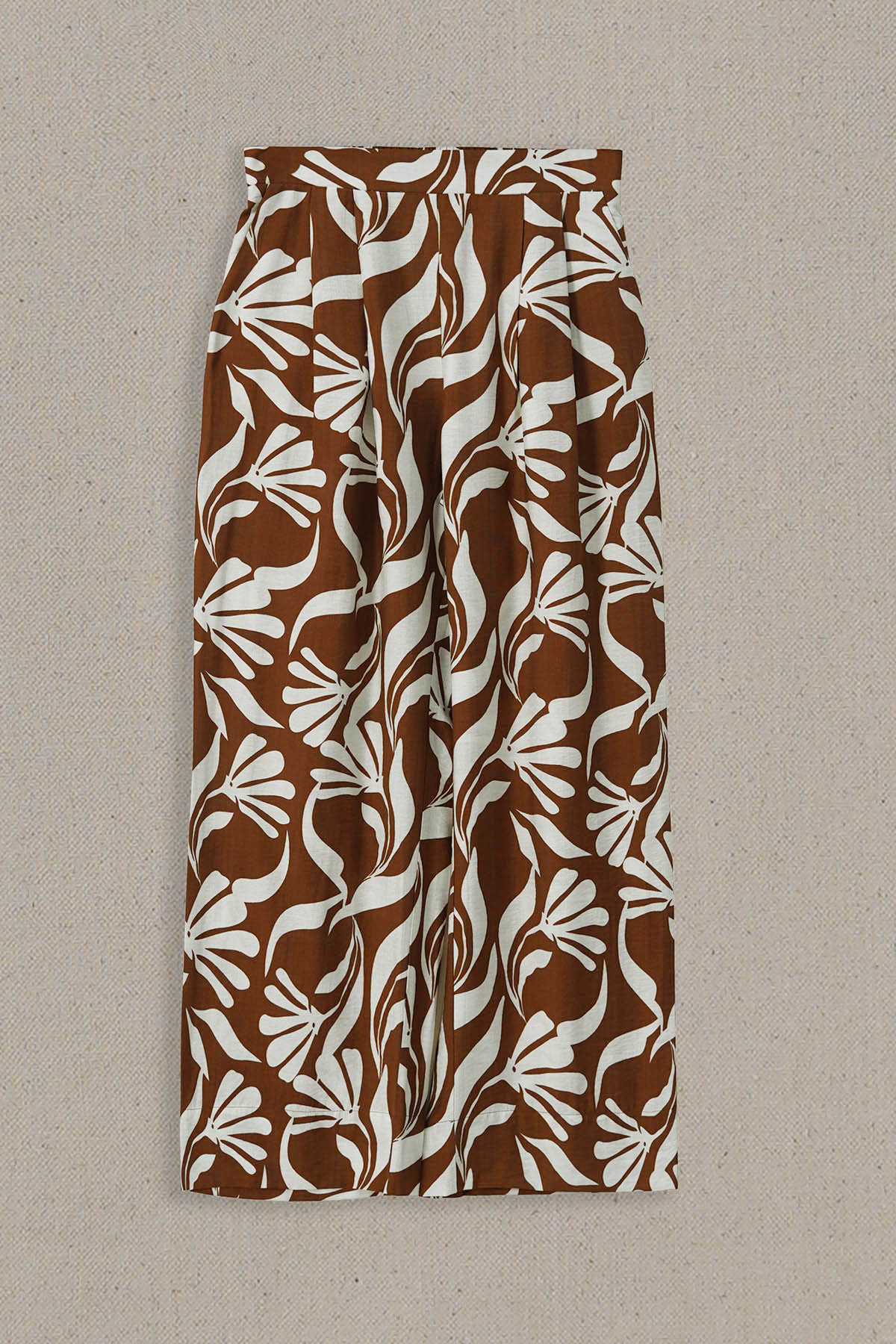 BROWN WHITE TROPIC FLOW PANTS