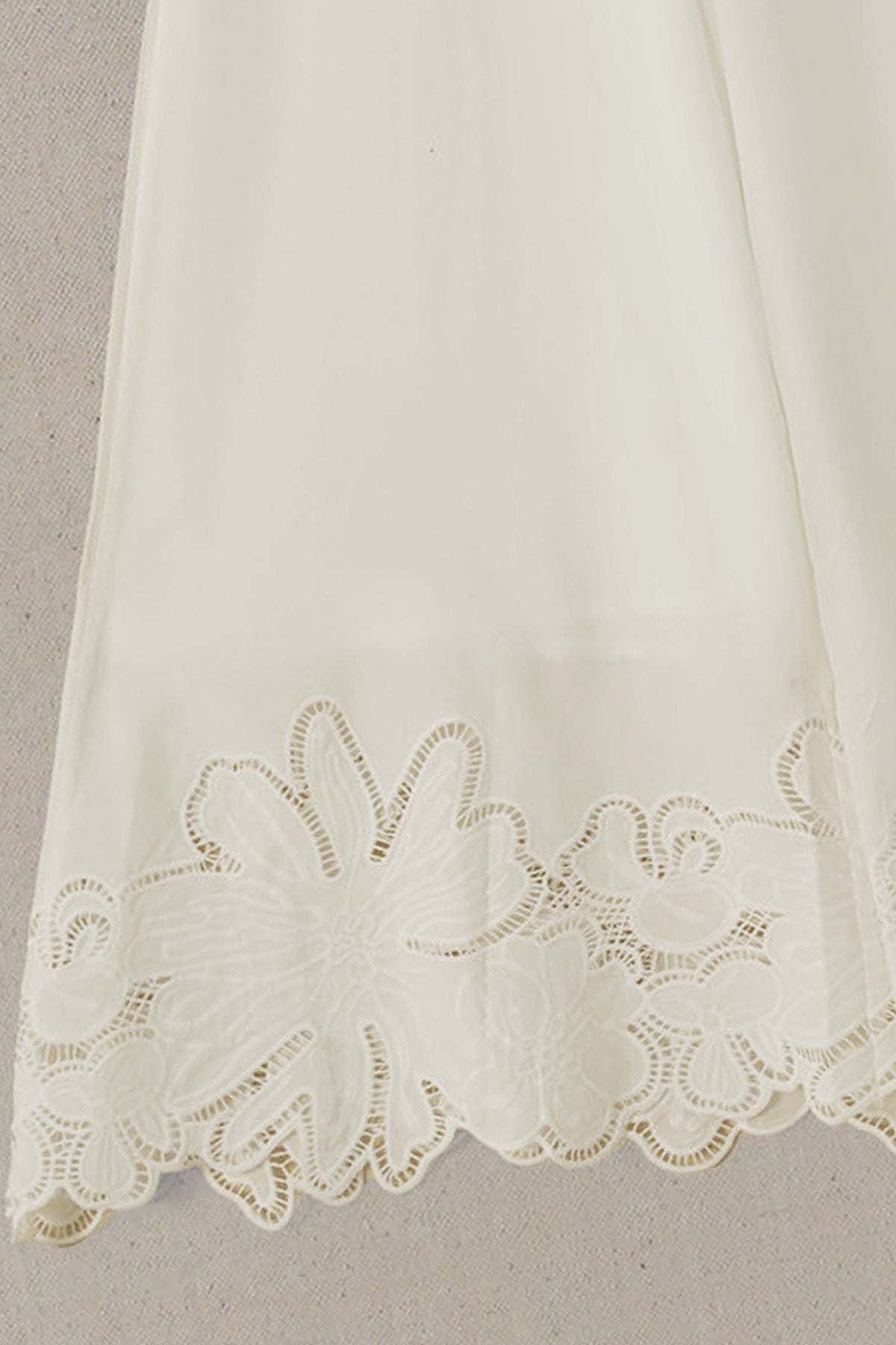 WHITE BOTANICAL CUTWORK PANTS