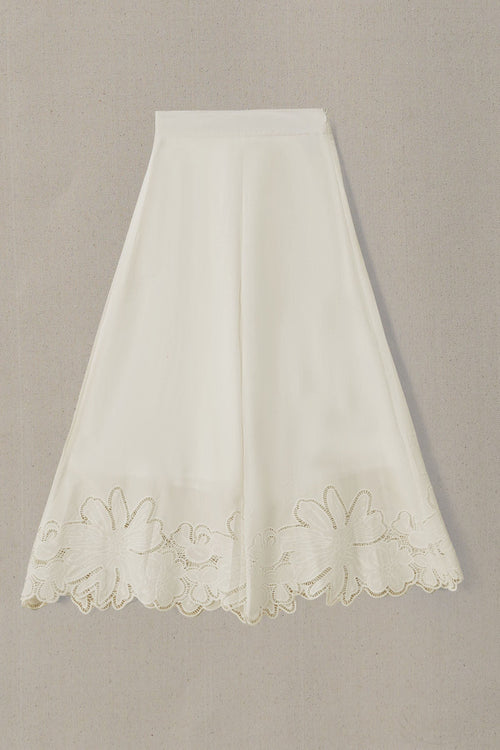 WHITE BOTANICAL CUTWORK PANTS