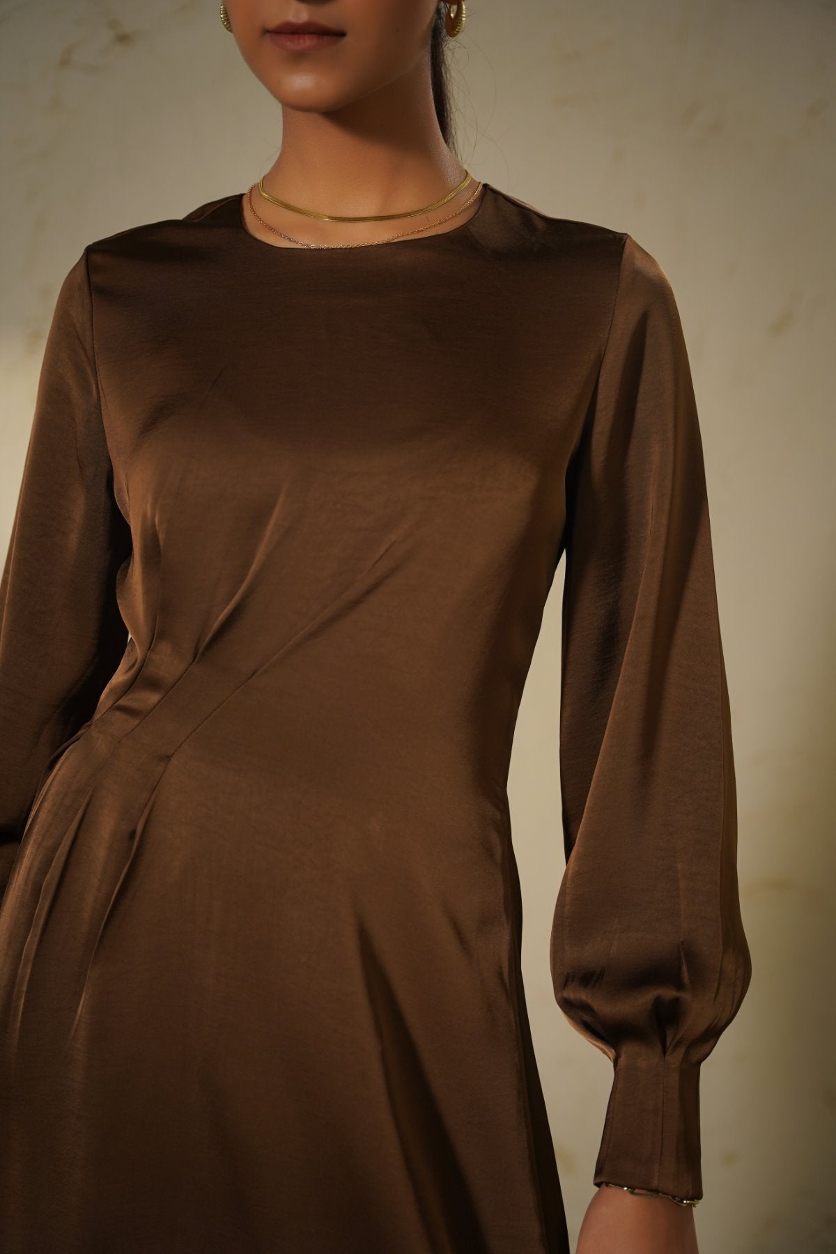 BROWN STUDIO SATIN DRESS